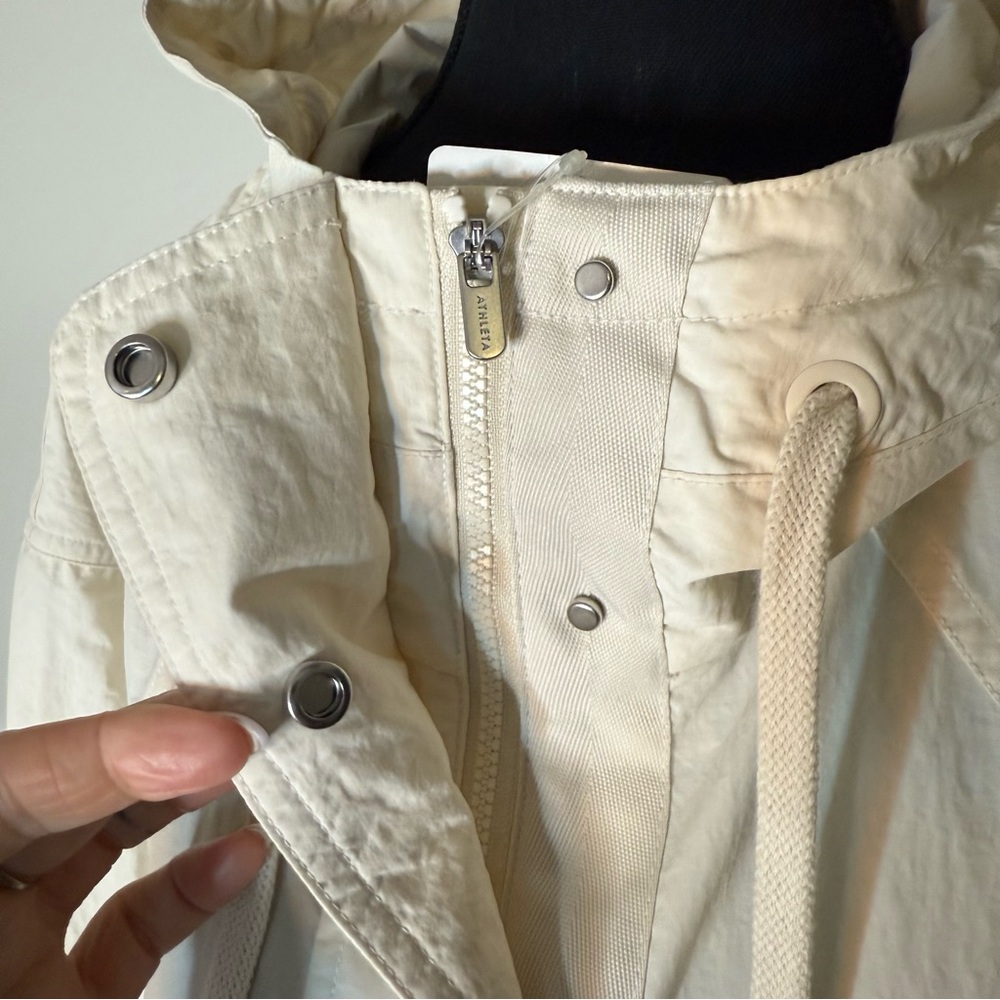 ATHLETA New Everywhere Anorak Lightweight Long Jacket Coat Cream Ivory Sz Large - Picture 5 of 12